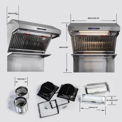 Forno Savona 36" 1,200 CFM Wall Mount Range Hood with Back Splash and Baffle Filters (FRHWM5029-36)