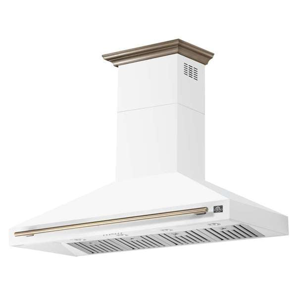 Forno Aria 60" 1200 CFM Convertible Wall Mount Range Hood with 4 Speeds, Ducted or Ductless Venting, Timer, Quiet Operation, and Charcoal Filters - Stainless Steel, Black, or White (FRHWM5095-60)