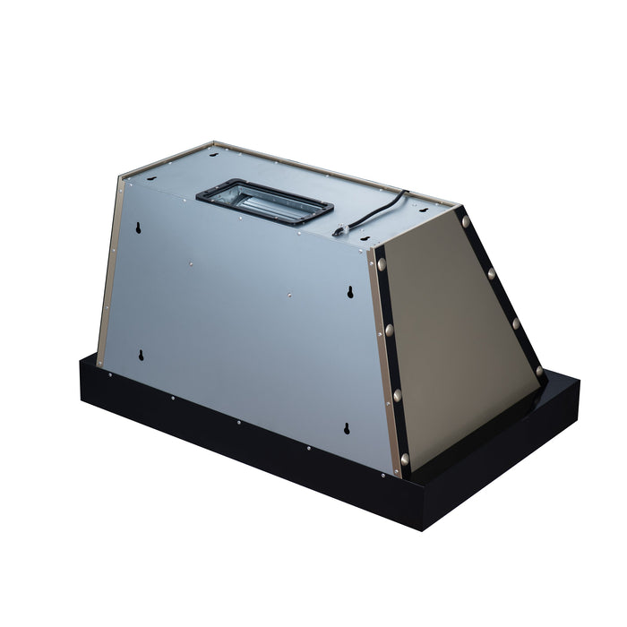 Forno Ambassador Valente 36" 427 CFM Wall Mount Range Hood with 3 Speeds, LED Light in Fingerprint Resistant Black, Antique Brass and Copper Rivet Trim (FRHWM5099-36CPBLK)