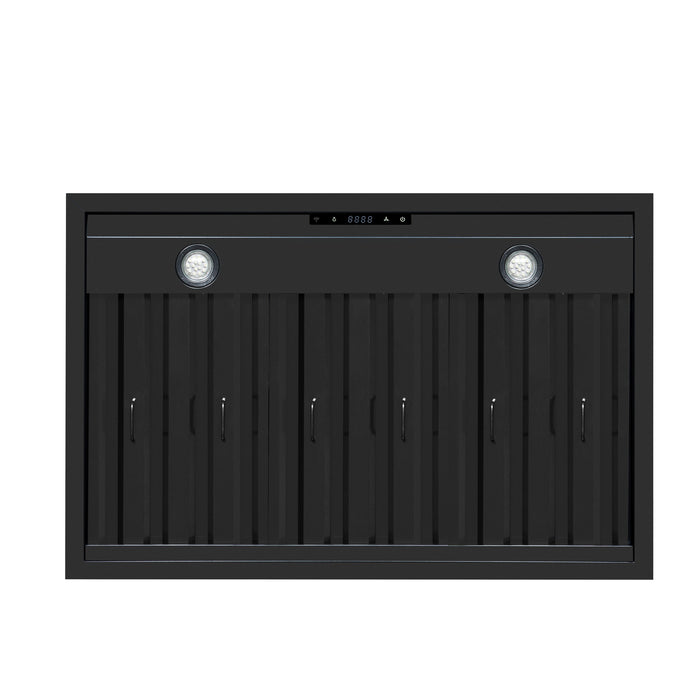 Forno Ambassador Valente 36" 427 CFM Wall Mount Range Hood with 3 Speeds, LED Light in Fingerprint Resistant Black, Antique Brass and Copper Rivet Trim (FRHWM5099-36CPBLK)