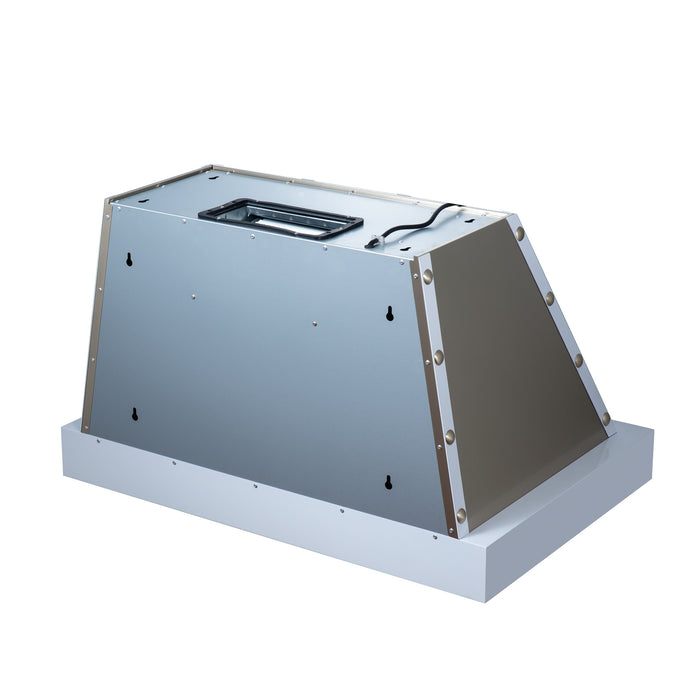 Forno Ambassador Valente 36" 427 CFM Wall Mount Range Hood with 3 Speeds, LED Light in Fingerprint Resistant White, Antique Brass and Copper Rivet Trim (FRHWM5099-36CPWHT)