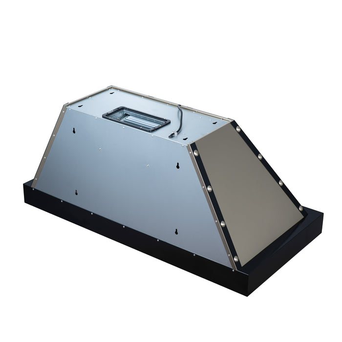 Forno Ambassador Valente 48" 304 CFM Wall Mount Range Hood with 3 Speeds, LED Light in Fingerprint Resistant Black, Antique Brass and Copper Rivet Trim (FRHWM5099-48CPBLK)