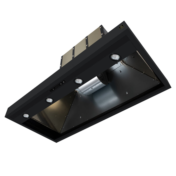 Forno Ambassador Valente 48" 304 CFM Wall Mount Range Hood with 3 Speeds, LED Light in Fingerprint Resistant Black, Antique Brass and Copper Rivet Trim (FRHWM5099-48CPBLK)