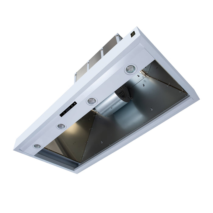 Forno Ambassador Valente 48" 304 CFM Wall Mount Range Hood with 3 Speeds, LED Light in Fingerprint Resistant White, Antique Brass and Copper Rivet Trim (FRHWM5099-48CPWHT)