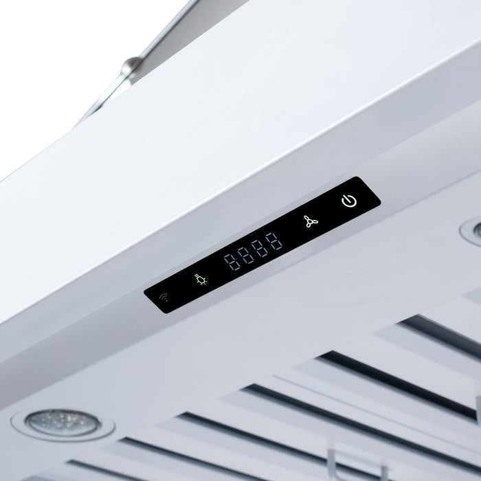 Forno Ambassador Valente 48" 304 CFM Wall Mount Range Hood with 3 Speeds, LED Light in Fingerprint Resistant White, Antique Brass and Copper Rivet Trim (FRHWM5099-48CPWHT)