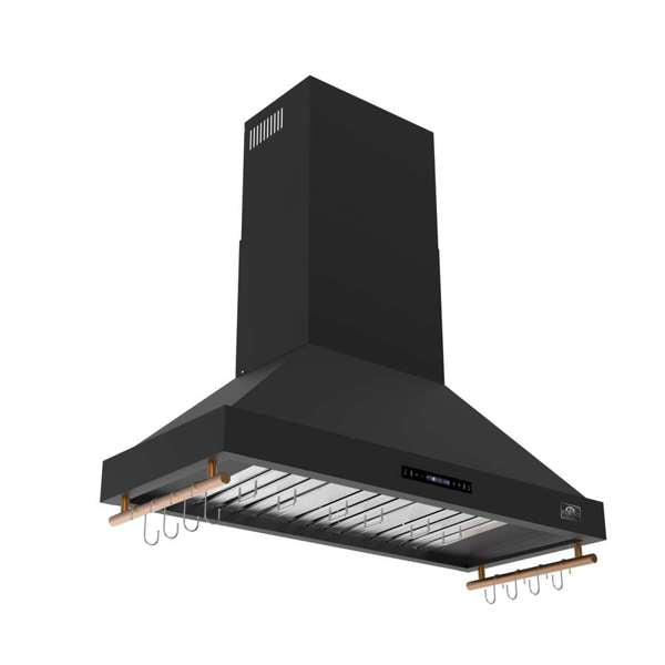 Forno Venezia 48" Wall-Mounted Ducted Range Hood with Adjustable Height, Baffle Filters, Touch Controls and LED Lights - Stainless Steel, Black, or White (FRHWM5503-48)
