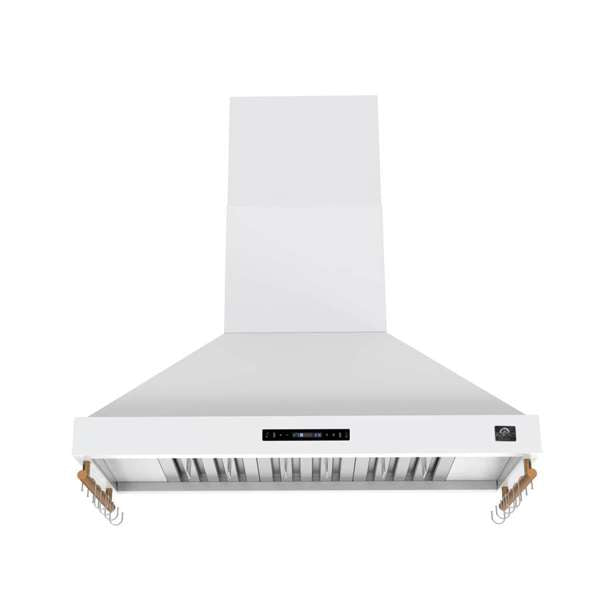 Forno Venezia 48" Wall-Mounted Ducted Range Hood with Adjustable Height, Baffle Filters, Touch Controls and LED Lights - Stainless Steel, Black, or White (FRHWM5503-48)