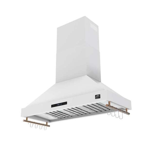 Forno Venezia 48" Wall-Mounted Ducted Range Hood with Adjustable Height, Baffle Filters, Touch Controls and LED Lights - Stainless Steel, Black, or White (FRHWM5503-48)
