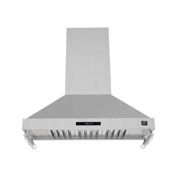 Forno Venezia 48" Wall-Mounted Ducted Range Hood with Adjustable Height, Baffle Filters, Touch Controls and LED Lights - Stainless Steel, Black, or White (FRHWM5503-48)