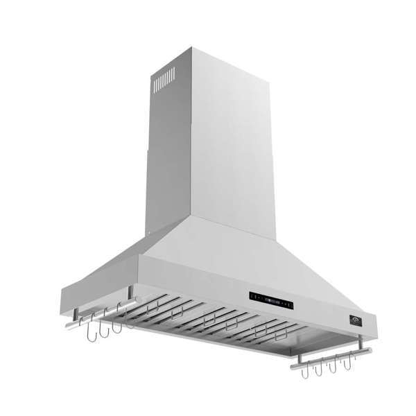Forno Venezia 48" Wall-Mounted Ducted Range Hood with Adjustable Height, Baffle Filters, Touch Controls and LED Lights - Stainless Steel, Black, or White (FRHWM5503-48)