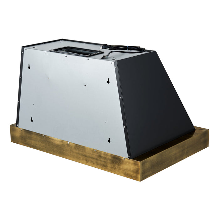 Forno Vittorio 36" 600 CFM Wall Mount Range Hood with Remote Control and Antique Brass Trim - Black or White (FRHWM5078-36BLK)
