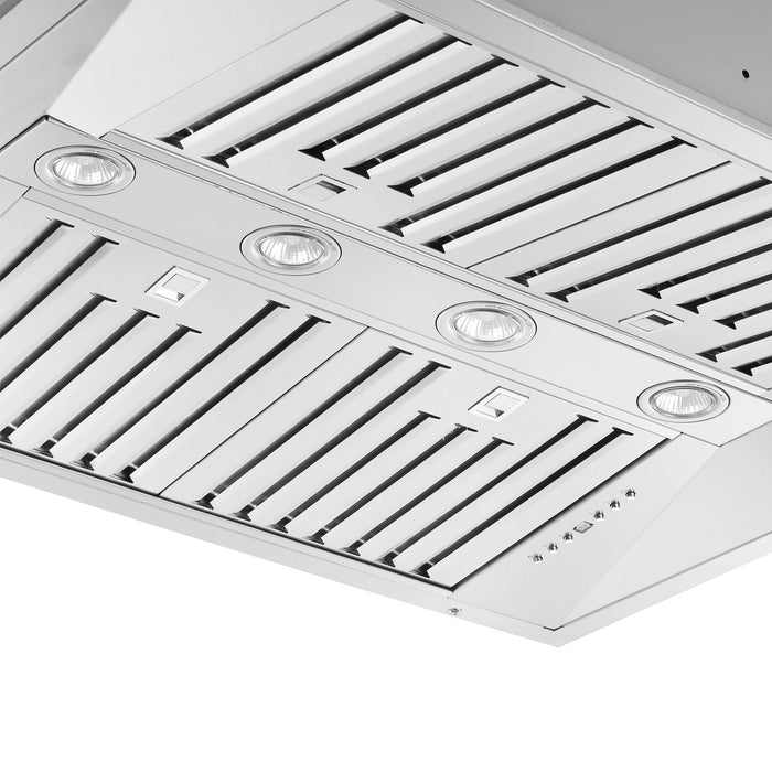 Forno Altilia 36'' 1,200 CFM Insert Range Hood in Stainless Steel with LED Lighting and Baffle Filters (FRHRE5337-36)