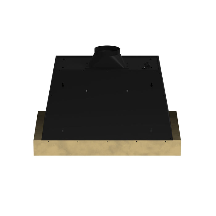 Forno Vittorio 36" 600 CFM Wall Mount Range Hood with Remote Control and Antique Brass Trim - Black or White (FRHWM5078-36BLK)