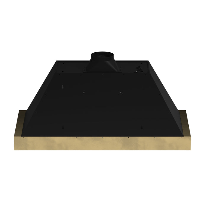 Forno Vittorio 48" 600 CFM Wall Mount Range Hood with Remote Control and Antique Brass Trim - Black or White (FRHWM5078-48BLK)
