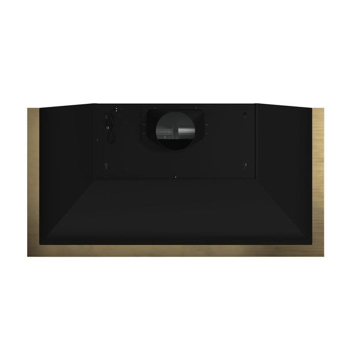 Forno Vittorio 48" 600 CFM Wall Mount Range Hood with Remote Control and Antique Brass Trim - Black or White (FRHWM5078-48BLK)
