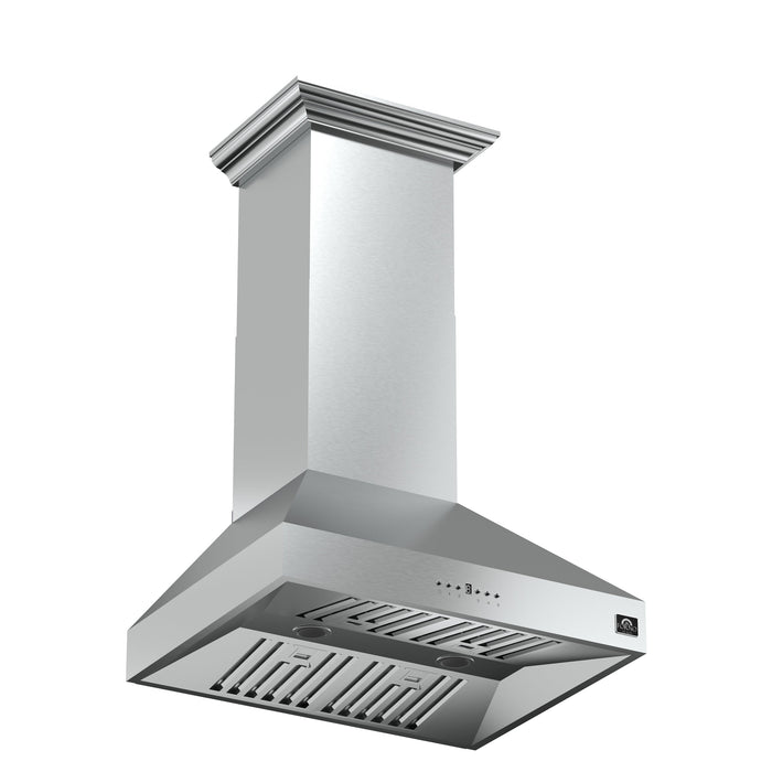 Forno Orvieto 30" 600 CFM Wall Mount Range Hood in Stainless Steel with Baffle Filters &amp; Chimney (FRHWM5094-30)
