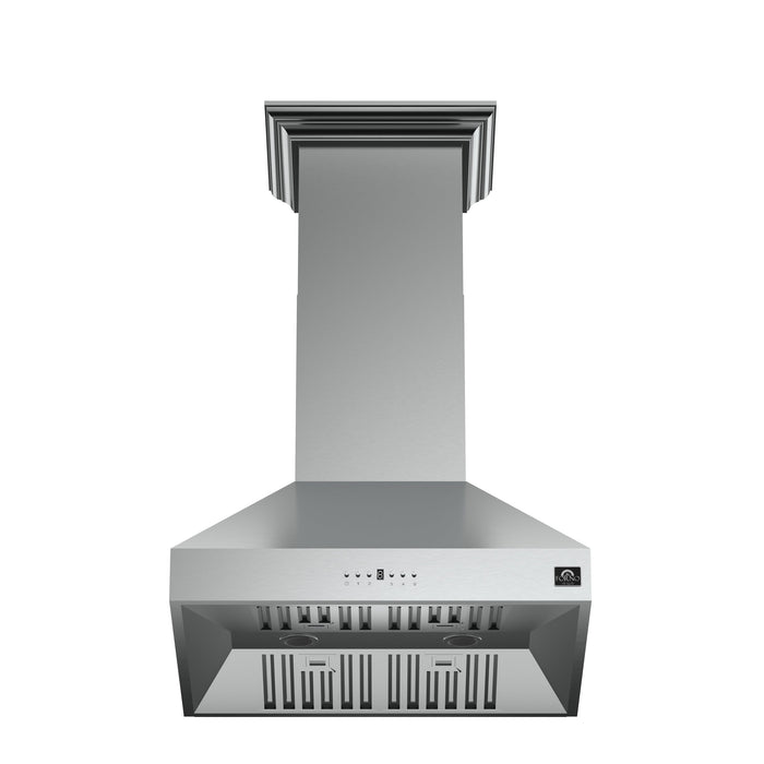 Forno Orvieto 30" 600 CFM Wall Mount Range Hood in Stainless Steel with Baffle Filters &amp; Chimney (FRHWM5094-30)