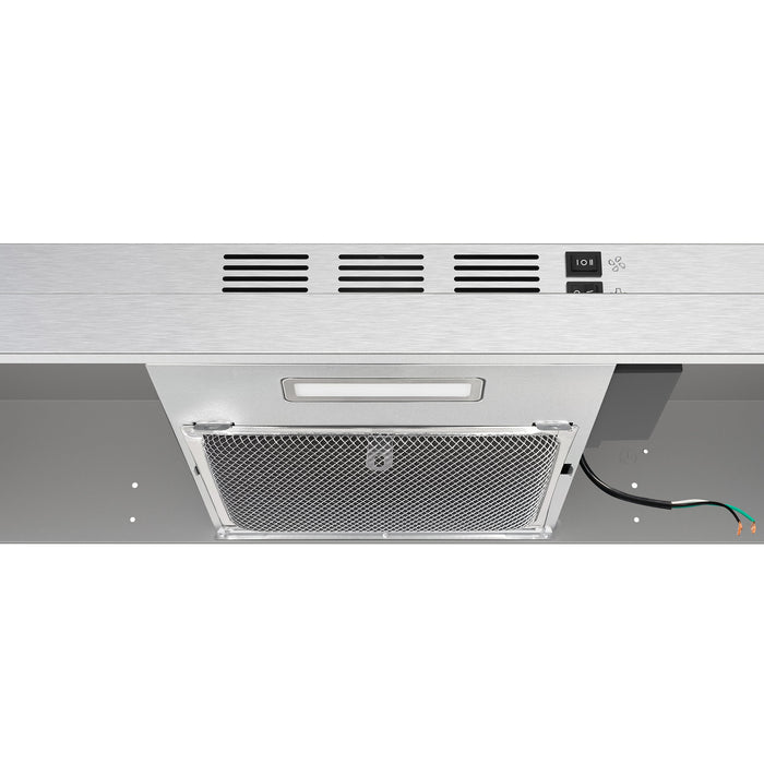 Forno Cappa 30" 200 CFM Compact Under Cabinet Convertible Range Hood - Stainless Steel, Black, or White (FRHUC5200-30)