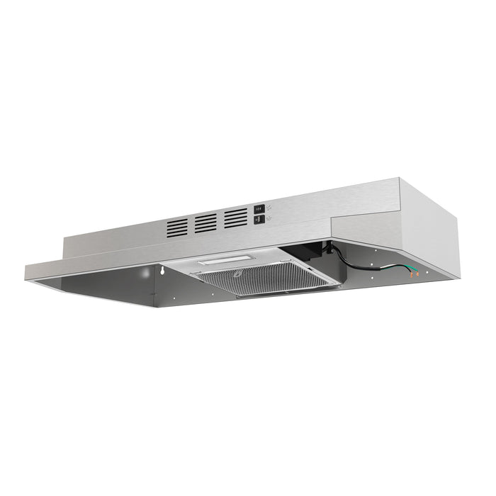 Forno Cappa 30" 200 CFM Compact Under Cabinet Convertible Range Hood - Stainless Steel, Black, or White (FRHUC5200-30)
