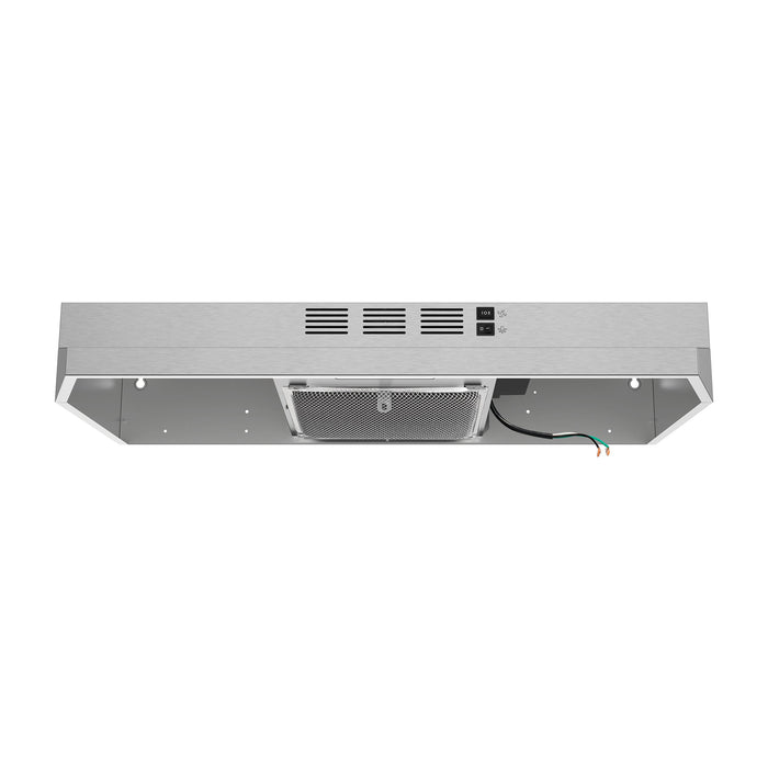 Forno Cappa 30" 200 CFM Compact Under Cabinet Convertible Range Hood - Stainless Steel, Black, or White (FRHUC5200-30)
