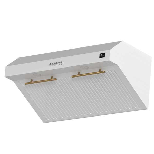 Forno Espresso Bari 30" 600 CFM Under Cabinet Range Hood with LED Lighting, Dishwasher-Safe Baffle Filters, 3-Speed Fan Control - Stainless Steel, Black, or White (FRHUC5255-30)