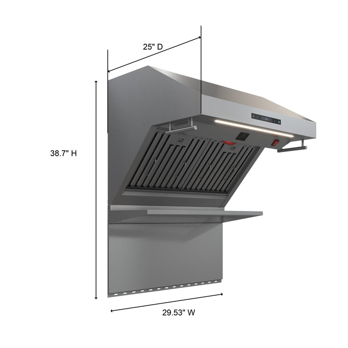 Forno Savona 30" 600 CFM Wall Mount Range Hood with Back Splash and Baffle Filters (FRHWM5029-30)