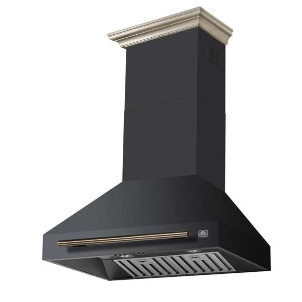 Forno Aria 30" 600 CFM Convertible Wall Mount Range Hood with 4-Speeds, Ducted or Ductless Venting, Timer, Quiet Operation, and Charcoal Filters - Stainless Steel, Black, or White (FRHWM5095-30)