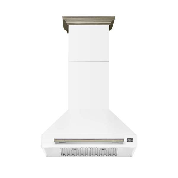 Forno Aria 30" 600 CFM Convertible Wall Mount Range Hood with 4-Speeds, Ducted or Ductless Venting, Timer, Quiet Operation, and Charcoal Filters - Stainless Steel, Black, or White (FRHWM5095-30)