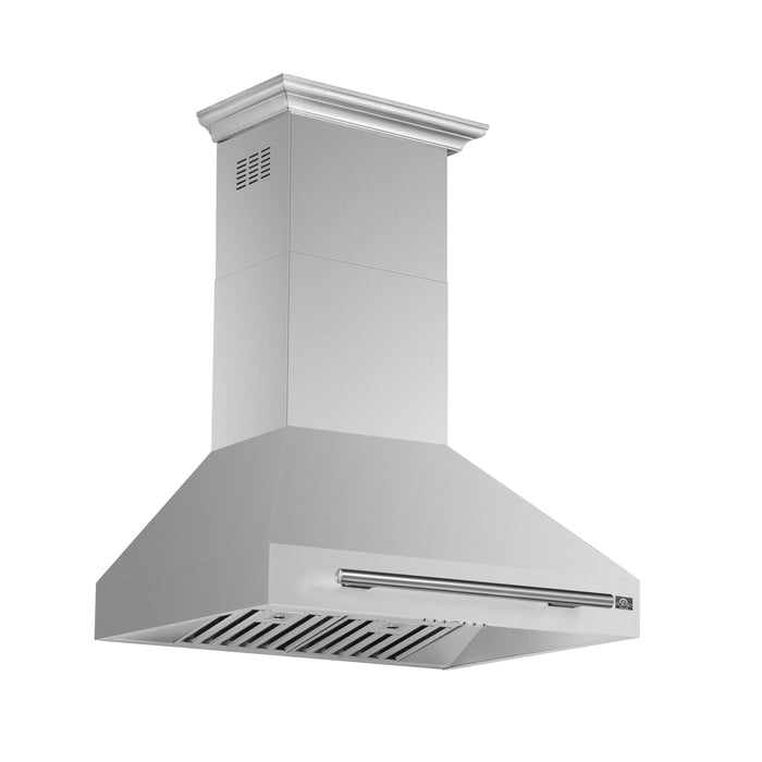 Forno Aria 30" 600 CFM Convertible Wall Mount Range Hood with 4-Speeds, Ducted or Ductless Venting, Timer, Quiet Operation, and Charcoal Filters - Stainless Steel, Black, or White (FRHWM5095-30)