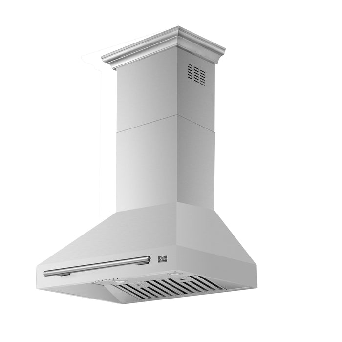 Forno Aria 30" 600 CFM Convertible Wall Mount Range Hood with 4-Speeds, Ducted or Ductless Venting, Timer, Quiet Operation, and Charcoal Filters - Stainless Steel, Black, or White (FRHWM5095-30)