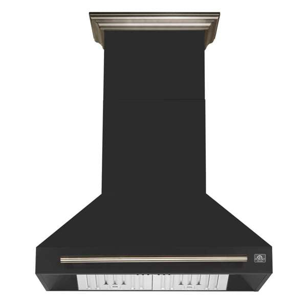 Forno Aria 36" 1200 CFM Convertible Wall Mount Range Hood with 4 Speeds, Ducted or Ductless Venting, Timer, Quiet Operation, and Charcoal Filters - Stainless Steel, Black, or White (FRHWM5095-36)