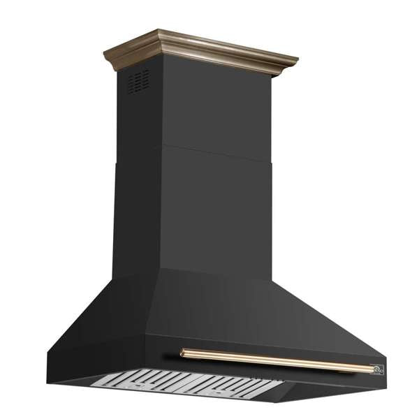 Forno Aria 36" 1200 CFM Convertible Wall Mount Range Hood with 4 Speeds, Ducted or Ductless Venting, Timer, Quiet Operation, and Charcoal Filters - Stainless Steel, Black, or White (FRHWM5095-36)