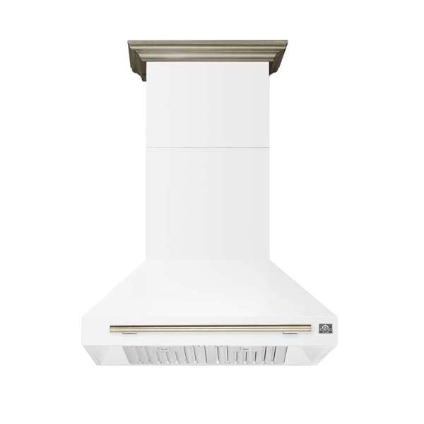 Forno Aria 36" 1200 CFM Convertible Wall Mount Range Hood with 4 Speeds, Ducted or Ductless Venting, Timer, Quiet Operation, and Charcoal Filters - Stainless Steel, Black, or White (FRHWM5095-36)