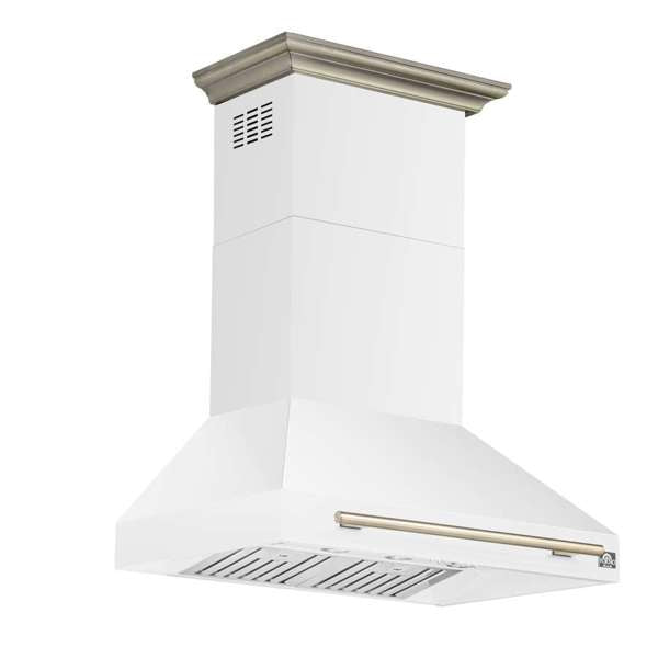 Forno Aria 36" 1200 CFM Convertible Wall Mount Range Hood with 4 Speeds, Ducted or Ductless Venting, Timer, Quiet Operation, and Charcoal Filters - Stainless Steel, Black, or White (FRHWM5095-36)