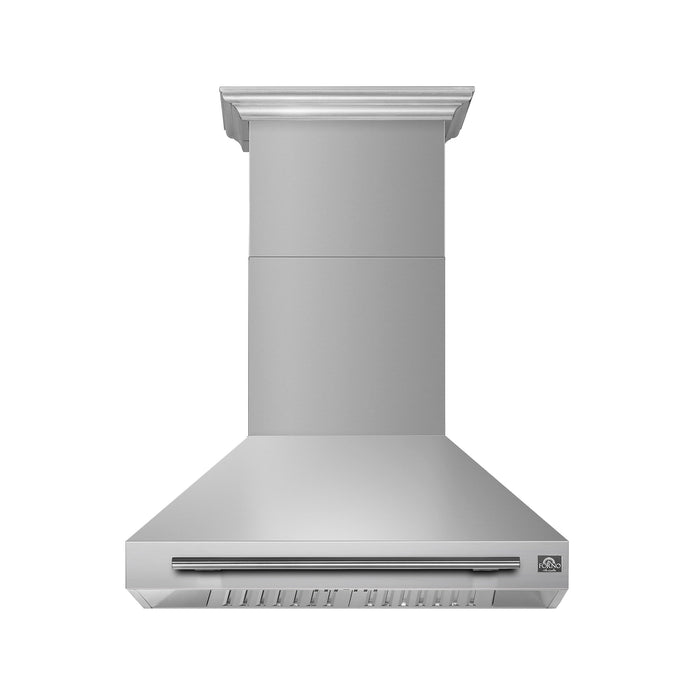 Forno Aria 36" 1200 CFM Convertible Wall Mount Range Hood with 4 Speeds, Ducted or Ductless Venting, Timer, Quiet Operation, and Charcoal Filters - Stainless Steel, Black, or White (FRHWM5095-36)