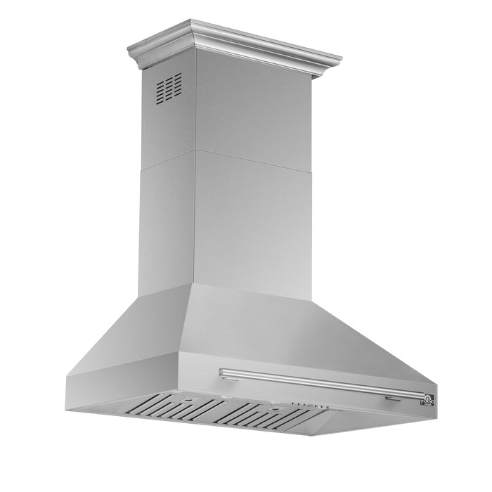 Forno Aria 36" 1200 CFM Convertible Wall Mount Range Hood with 4 Speeds, Ducted or Ductless Venting, Timer, Quiet Operation, and Charcoal Filters - Stainless Steel, Black, or White (FRHWM5095-36)