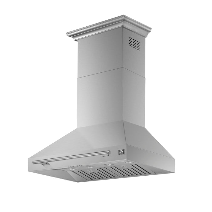 Forno Aria 36" 1200 CFM Convertible Wall Mount Range Hood with 4 Speeds, Ducted or Ductless Venting, Timer, Quiet Operation, and Charcoal Filters - Stainless Steel, Black, or White (FRHWM5095-36)
