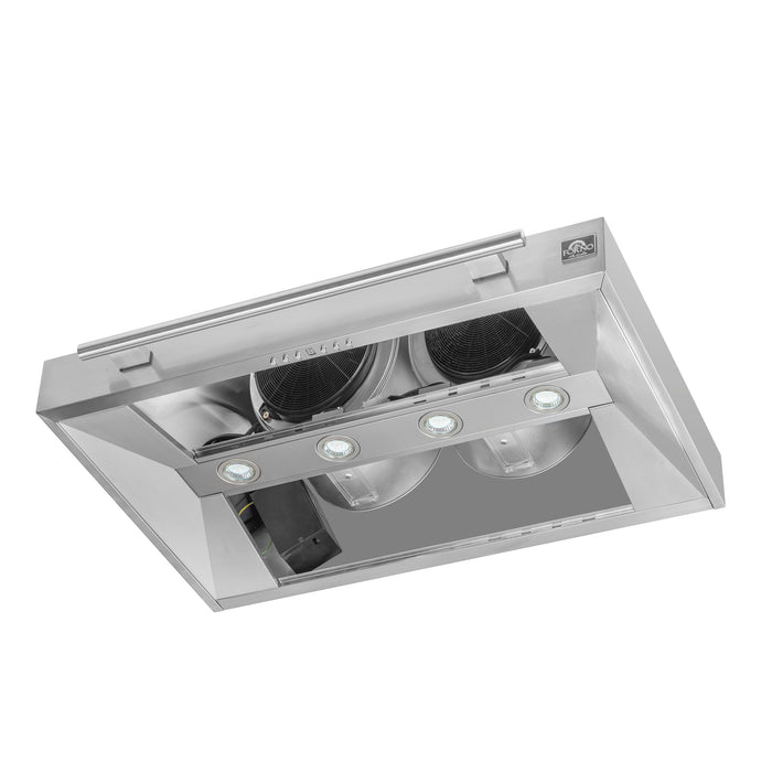 Forno Aria 36" 1200 CFM Convertible Wall Mount Range Hood with 4 Speeds, Ducted or Ductless Venting, Timer, Quiet Operation, and Charcoal Filters - Stainless Steel, Black, or White (FRHWM5095-36)