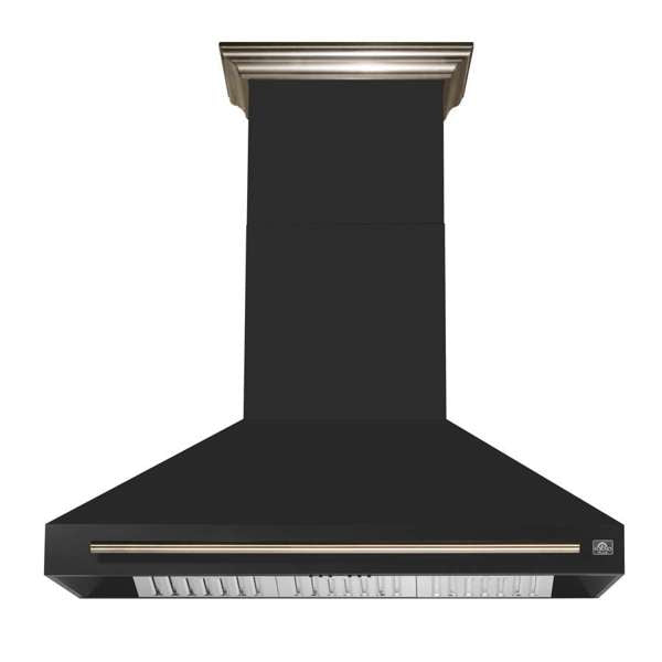 Forno Aria 48" 1200 CFM Convertible Wall Mount Range Hood with 4 Speeds, Ducted or Ductless Venting, Timer, Quiet Operation, and Charcoal Filters - Stainless Steel, Black, or White (FRHWM5095-48)