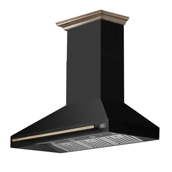 Forno Aria 48" 1200 CFM Convertible Wall Mount Range Hood with 4 Speeds, Ducted or Ductless Venting, Timer, Quiet Operation, and Charcoal Filters - Stainless Steel, Black, or White (FRHWM5095-48)