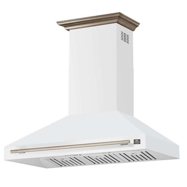 Forno Aria 48" 1200 CFM Convertible Wall Mount Range Hood with 4 Speeds, Ducted or Ductless Venting, Timer, Quiet Operation, and Charcoal Filters - Stainless Steel, Black, or White (FRHWM5095-48)