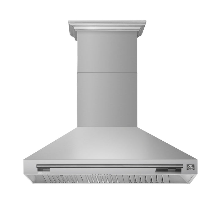 Forno Aria 48" 1200 CFM Convertible Wall Mount Range Hood with 4 Speeds, Ducted or Ductless Venting, Timer, Quiet Operation, and Charcoal Filters - Stainless Steel, Black, or White (FRHWM5095-48)