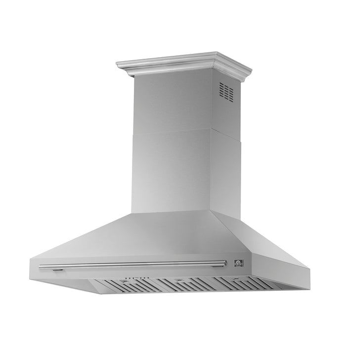 Forno Aria 48" 1200 CFM Convertible Wall Mount Range Hood with 4 Speeds, Ducted or Ductless Venting, Timer, Quiet Operation, and Charcoal Filters - Stainless Steel, Black, or White (FRHWM5095-48)