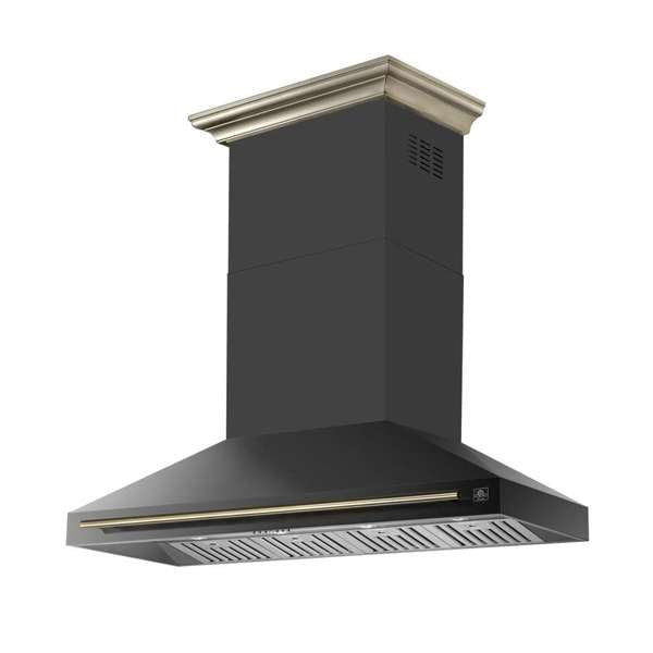 Forno Aria 60" 1200 CFM Convertible Wall Mount Range Hood with 4 Speeds, Ducted or Ductless Venting, Timer, Quiet Operation, and Charcoal Filters - Stainless Steel, Black, or White (FRHWM5095-60)