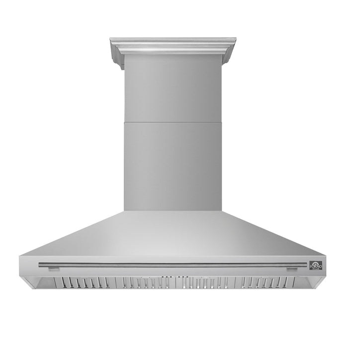 Forno Aria 60" 1200 CFM Convertible Wall Mount Range Hood with 4 Speeds, Ducted or Ductless Venting, Timer, Quiet Operation, and Charcoal Filters - Stainless Steel, Black, or White (FRHWM5095-60)