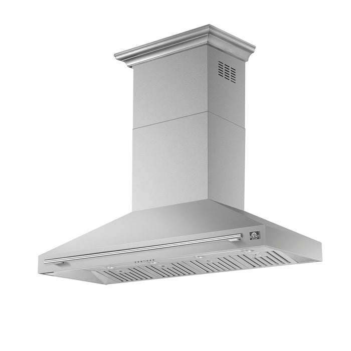 Forno Aria 60" 1200 CFM Convertible Wall Mount Range Hood with 4 Speeds, Ducted or Ductless Venting, Timer, Quiet Operation, and Charcoal Filters - Stainless Steel, Black, or White (FRHWM5095-60)