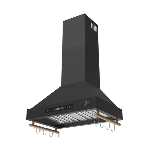 Forno Venezia 30" 370 CFM Wall-Mounted Ducted Range Hood with Adjustable Height, Baffle Filters, Touch Controls and LED Lights - Stainless Steel, Black, or White (FRHWM5503-30)
