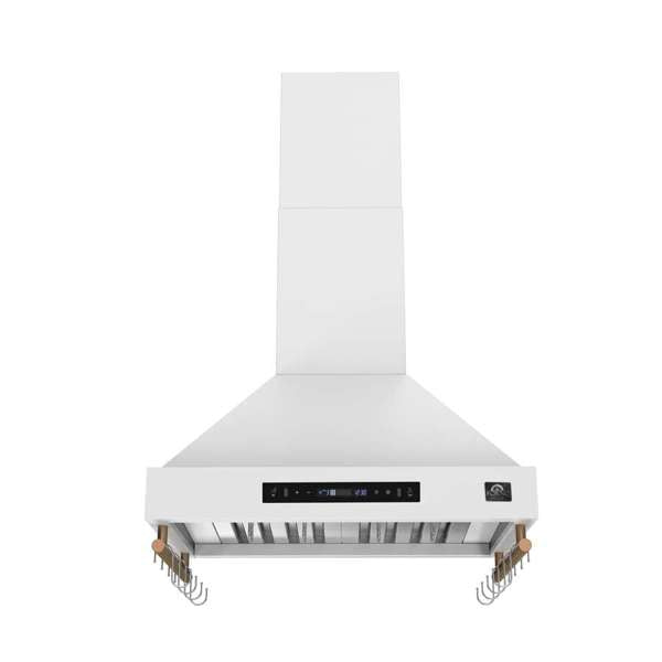 Forno Venezia 30" 370 CFM Wall-Mounted Ducted Range Hood with Adjustable Height, Baffle Filters, Touch Controls and LED Lights - Stainless Steel, Black, or White (FRHWM5503-30)