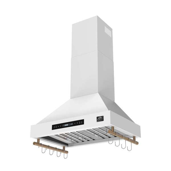 Forno Venezia 30" 370 CFM Wall-Mounted Ducted Range Hood with Adjustable Height, Baffle Filters, Touch Controls and LED Lights - Stainless Steel, Black, or White (FRHWM5503-30)