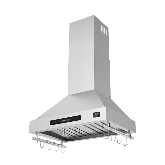 Forno Venezia 30" 370 CFM Wall-Mounted Ducted Range Hood with Adjustable Height, Baffle Filters, Touch Controls and LED Lights - Stainless Steel, Black, or White (FRHWM5503-30)
